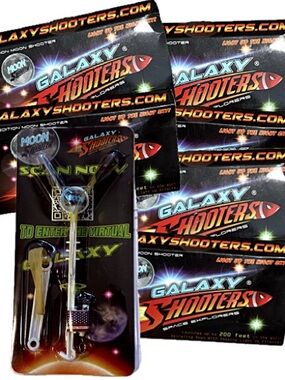 NIB (6) Galaxy Shooters Space Explorers 200 Foot Sling Shot Toy Game Light up